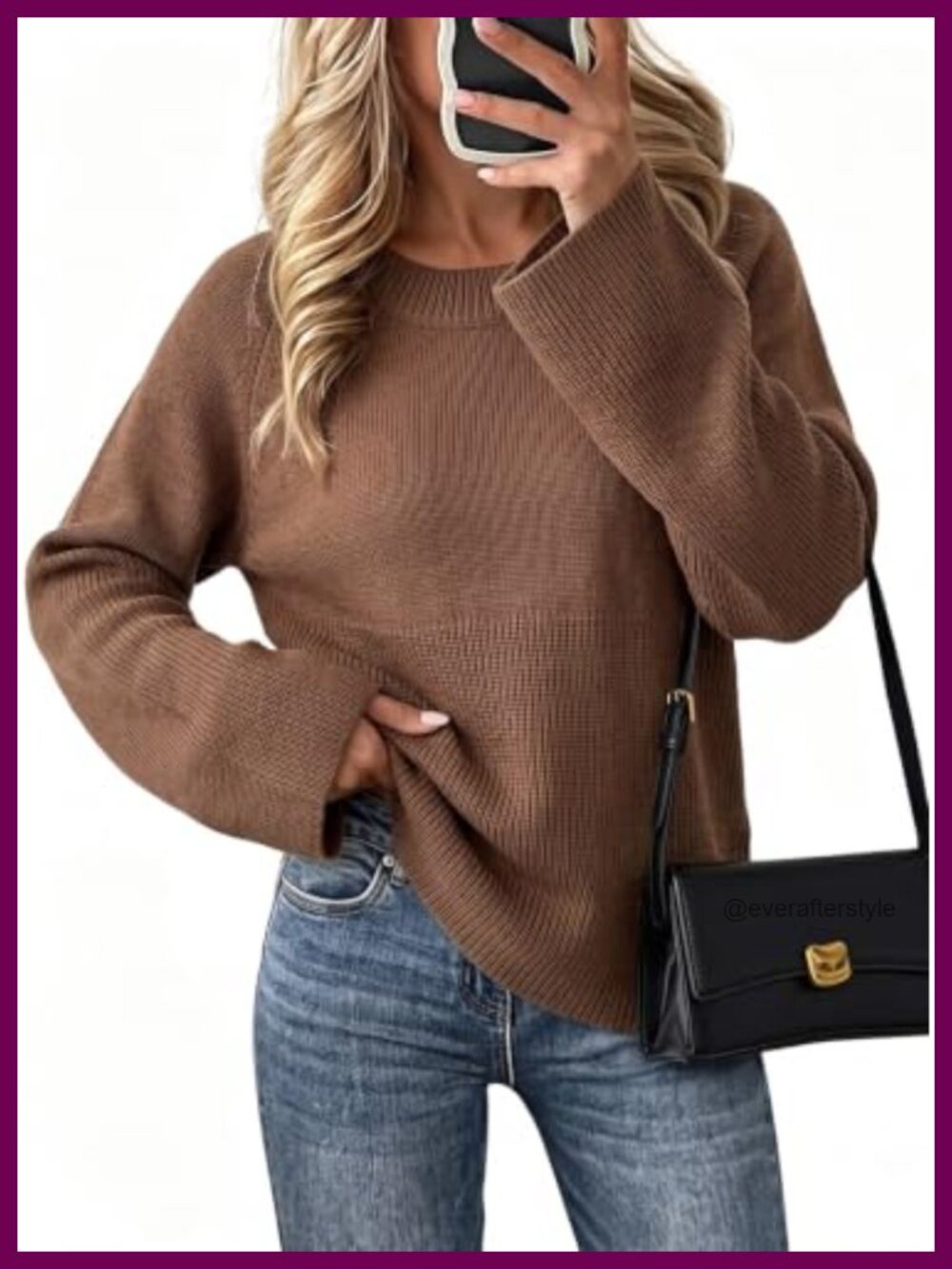 Women's Chunky Knit Crewneck Oversized Sweater Raglan Sleeve Pullover